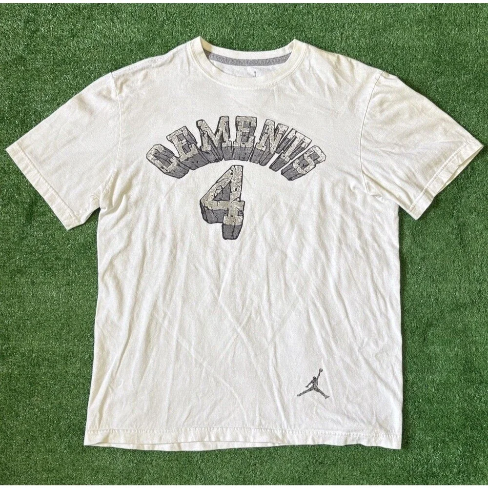 Nike Air Jordan 4 Cements Shirt Men’s Medium White Jumpman Logo White